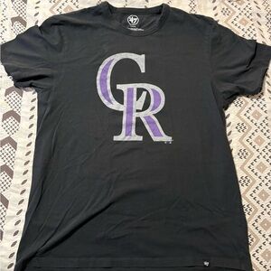 Colorado Rockies 47 brand . Men’s large Black and Purple Graphic Tee